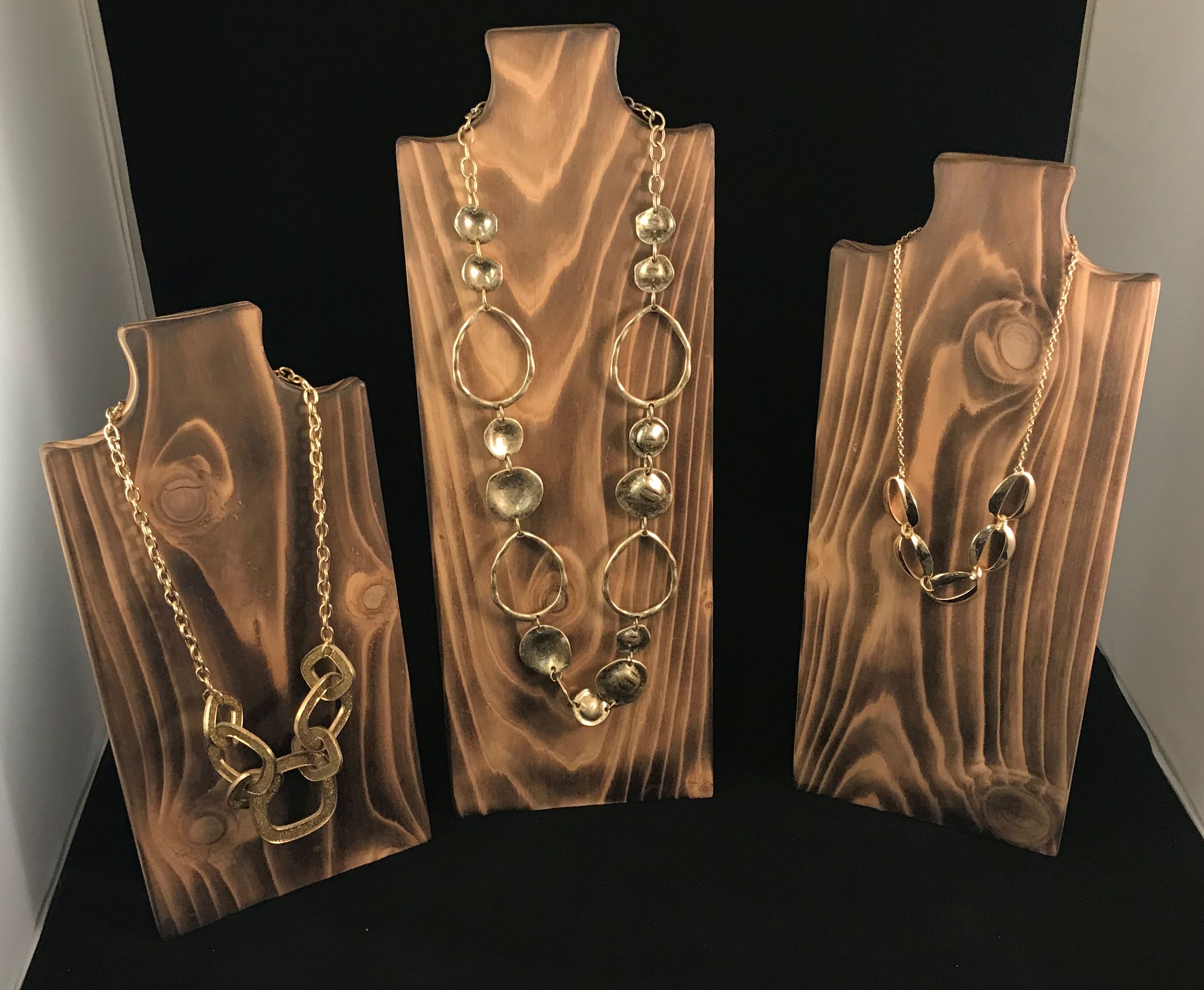 Necklace Display in Torched Cedar Wood (image for) Necklace Display in Torched Cedar Wood
